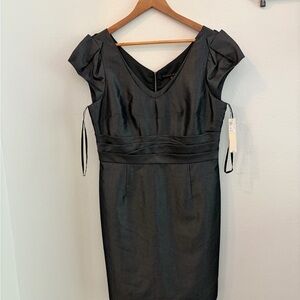 NWT ANTONIO MELANI Black Cap-Sleeve Sheath Dress